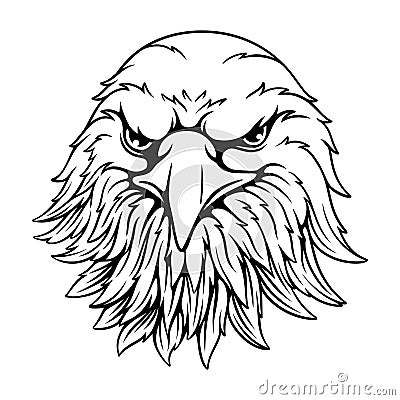 Vector illustration front view of the eagle`s head gallantly Cartoon Illustration