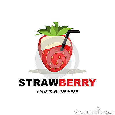 Vector Illustration of a Fruit Logo Strawberry Fresh Fruit Red Color, Available In The Market Can Be For Fruit Juice Or For Body Vector Illustration