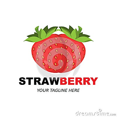 Vector Illustration of a Fruit Logo Strawberry Fresh Fruit Red Color, Available In The Market Can Be For Fruit Juice Or For Body Vector Illustration