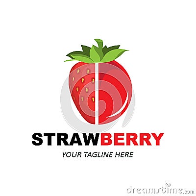 Vector Illustration of a Fruit Logo Strawberry Fresh Fruit Red Color, Available In The Market Can Be For Fruit Juice Or For Body Vector Illustration