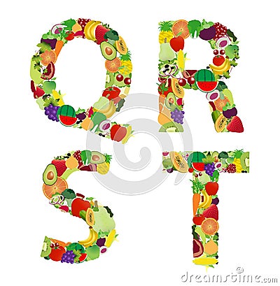 Vector illustration fruit and vegetable alphabet letter Vector Illustration