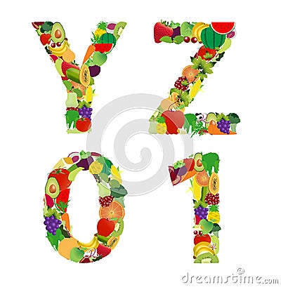 Vector illustration fruit and vegetable alphabet letter Vector Illustration