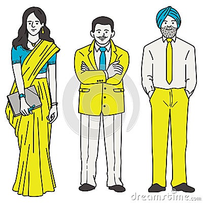 Indian businessman and woman character Vector Illustration