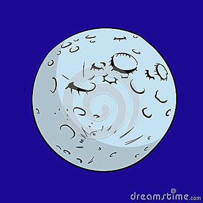 Vector illustration of a full moon with craters. Vector Illustration