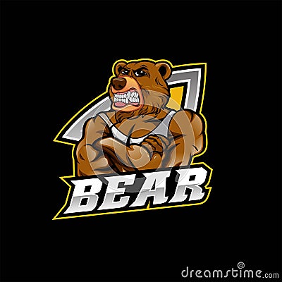 Bear mascot logo design, angry bear, vector Vector Illustration