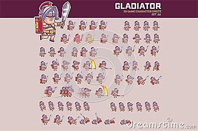 Gladiator Game Character Animation Sprite Vector Illustration