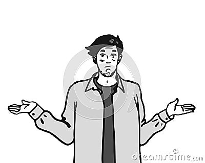 Vector illustration with funny cartoon character. surprised hipster guy Vector Illustration