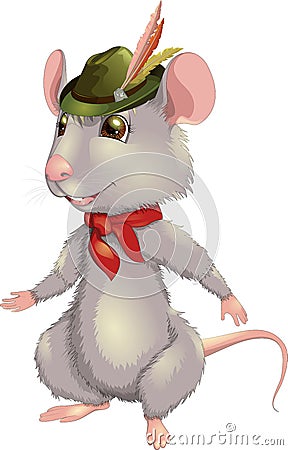 Vector illustration smiling rat with a hat Vector Illustration