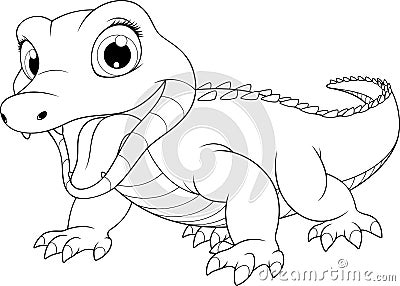 Vector illustration, funny crocodile baby cute smiles Vector Illustration