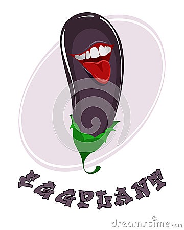 Funny eggplant on white Vector Illustration