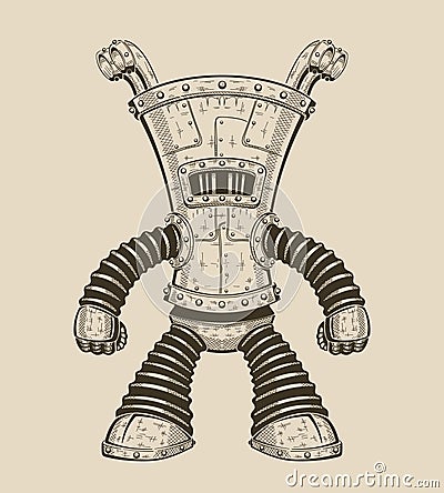 Vector illustration of an funny iron robot Vector Illustration