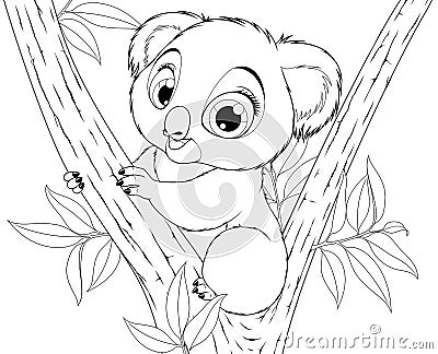 Vector illustration, funny little koala bear baby smiling Vector Illustration