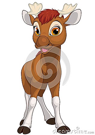 Vector illustration, Funny little moose child smiling Vector Illustration