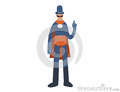 Vector illustration of funny Superhero cartoon man character Vector Illustration