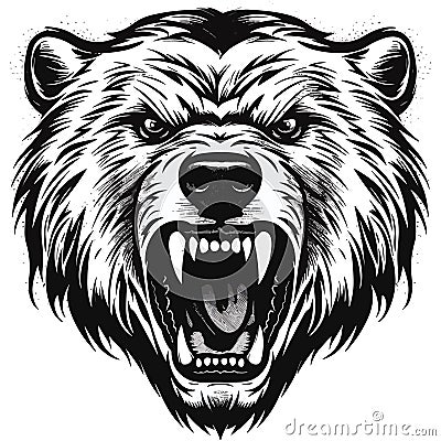 Furious scary bear with an open mouth Vector Illustration