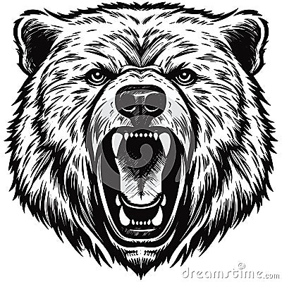 Furious scary bear with an open mouth Vector Illustration