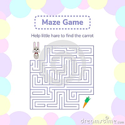 Vector illustration. game for preschool children. square maze Vector Illustration