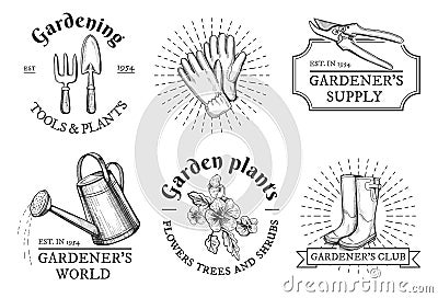 Gardening vintage ypography compositions Vector Illustration