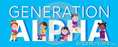 Vector illustration of Generation Alpha children the first generation Vector Illustration