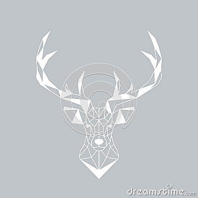 Vector illustration of geometric deer on gray background. Vector Illustration