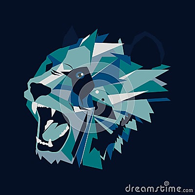 Vector illustration of geometric roar bear panda on dark background. Vector Illustration