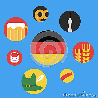 Vector illustration of germany round flat icon set Vector Illustration