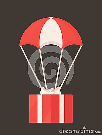 Vector illustration of gift parachute. Vector Illustration