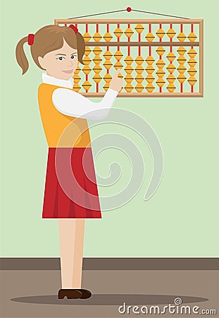 Vector illustration of the girl the engaged mental arithmetics Vector Illustration