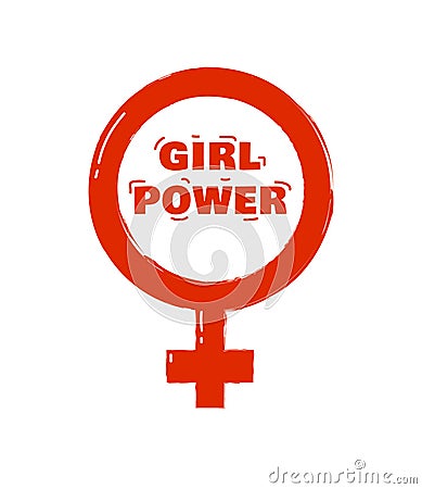 Vector illustration of Girl Power words written inside the Venus symbol Vector Illustration