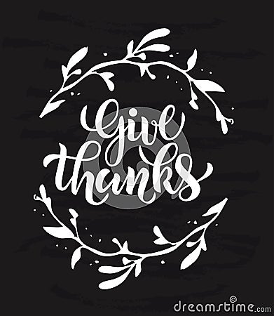 Vector illustration of Give thanks text for party invitation/ greeting card/ banner. Cartoon Illustration