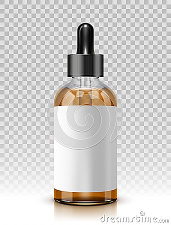 Vector illustration of glass bottle with pipe dropper isolated Cartoon Illustration