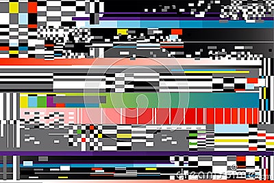Vector illustration of glitch background. Computer screen error or digital pixel noise abstract design. Vector Illustration