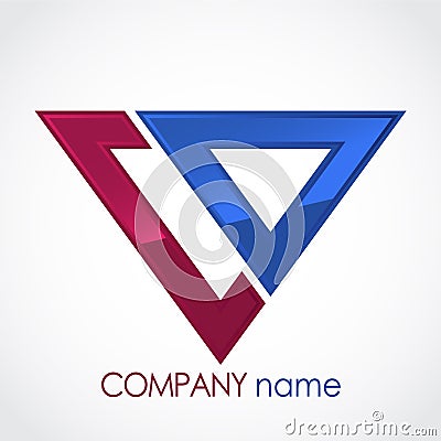 Glossy linear triangle purple blue logo design Vector Illustration