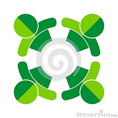 Go green team work four people logo Vector Illustration