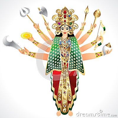 Vector Illustration of goddess Durga Vector Illustration