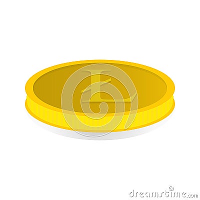 Vector illustration of a gold coin with the symbol cryptocurrency Litecoin Cartoon Illustration