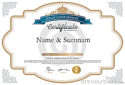 Vector illustration of gold detailed certificate Vector Illustration