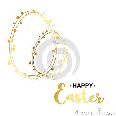 Gold happy Easter card. Golden Egg template Vector Illustration