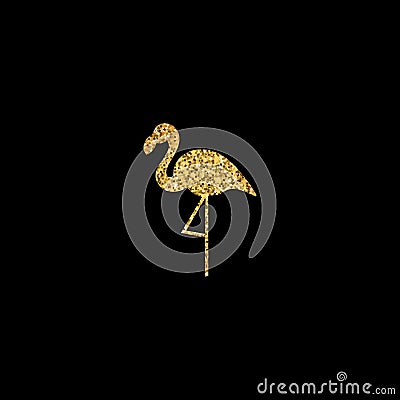 Golden Flamingo Silhouette Vector Illustration