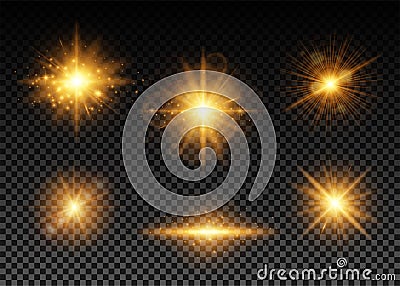 Vector illustration of golden lights set Vector Illustration