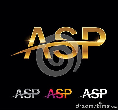 Golden Monogram Initial Letter ASP Vector Illustration