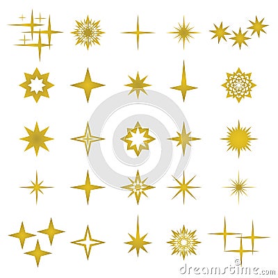 Vector illustration of golden sparks elements and symbols Vector Illustration