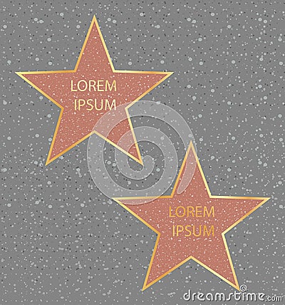 Vector illustration of golden stars, walk of fame famous people, Hollywood actor star concept. Vector Illustration