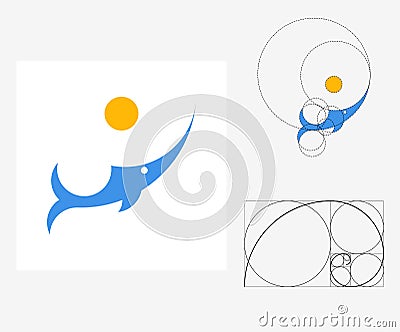 Vector swordfish in golden ratio style. Editable illustration Vector Illustration