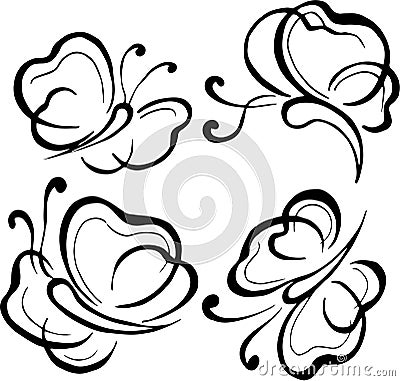 Vector, illustration, graphics, butterflies, flight, beauty, lightness, lines Cartoon Illustration