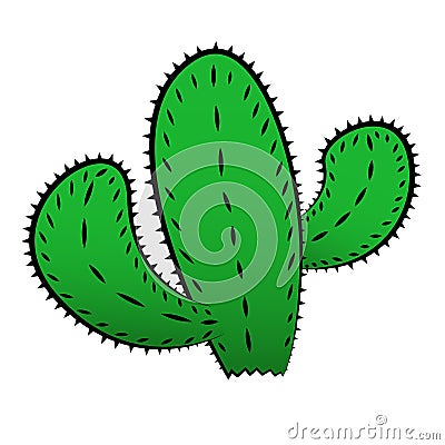 Vector illustration. green cactus with needles isolated on white background Vector Illustration