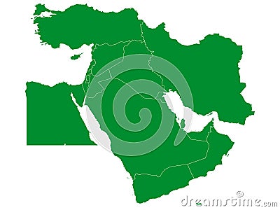 Green Black map of Middle East Vector Illustration