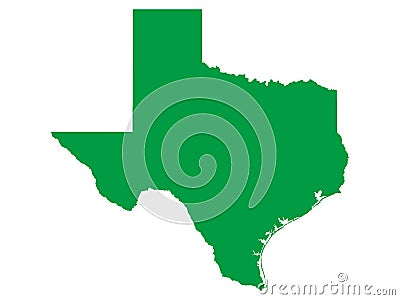 Green Map of US State of Texas Vector Illustration