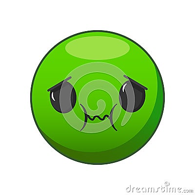 Vector illustration of a green nauseous face. Vector Illustration