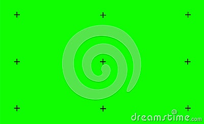 Vector illustration of green screen background, VFX motion tracking markers. Art design green screen backdrop template Vector Illustration